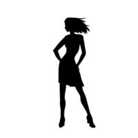 silhouet van een slank vrouw in dans houding. silhouet van een vrouw dansen. vector