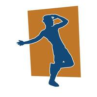 silhouet van een mannetje danser in actie houding. silhouet van een slank Mens in dansen houding. vector