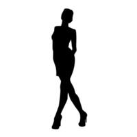 silhouet van een jong slank vrouw model- in strak kleding. silhouet van een slank vrouw in vrouwelijk houding. vector