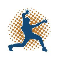 silhouet van een mannetje danser in actie houding. silhouet van een slank Mens in dansen houding. vector