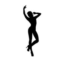 silhouet van een slank vrouw in dans houding. silhouet van een vrouw dansen. vector