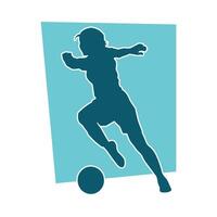 silhouet van een vrouw voetbal speler schoppen een bal. silhouet van een Amerikaans voetbal speler vrouw in actie houding. vector