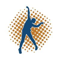 silhouet van een mannetje danser in actie houding. silhouet van een slank Mens in dansen houding. vector