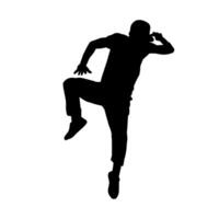 silhouet van een mannetje danser in actie houding. silhouet van een slank Mens in dansen houding. vector