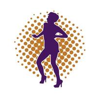 silhouet van een slank vrouw in dans houding. silhouet van een vrouw dansen. vector