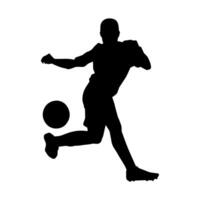 silhouet van een vrouw voetbal speler schoppen een bal. silhouet van een Amerikaans voetbal speler vrouw in actie houding. vector