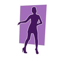 silhouet van een slank vrouw in dans houding. silhouet van een vrouw dansen. vector