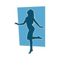 silhouet van een slank vrouw in dans houding. silhouet van een vrouw dansen. vector