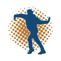 silhouet van een mannetje danser in actie houding. silhouet van een slank Mens in dansen houding. vector