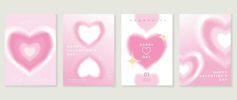gelukkig Valentijnsdag dag liefde Hoes vector set. romantisch symbool poster versieren met modieus helling hart pastel kleurrijk achtergrond. ontwerp voor groet kaart, mode, reclame, banier, uitnodiging.