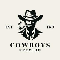 cowboy hoofd voorkant gezicht logo icoon ontwerp vector