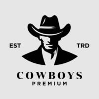 cowboy hoofd voorkant gezicht logo icoon ontwerp vector