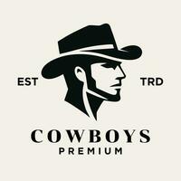 cowboy hoofd kant gezicht logo icoon ontwerp vector