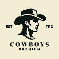 cowboy hoofd kant gezicht logo icoon ontwerp vector