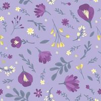 naadloos gemakkelijk patroon van weide bloemen. Purper vector illustratie.