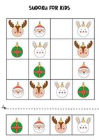 sudoku-spel voor kinderen met kerstballen. vector