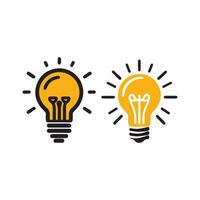 gloeilamp icoon Aan licht achtergrond. idee symbool. elektrisch lamp, licht, innovatie, oplossing, creatief denken, elektriciteit. schets, vlak en gekleurde stijl. vlak ontwerp. vector