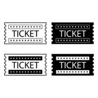 ticket vector icoon set. film of theater coupon illustratie teken verzameling.