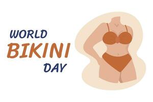 wereld bikini dag. vector illustratie van een vrouw in bikini.