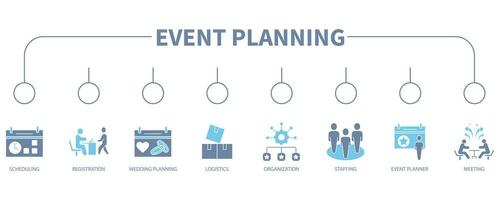 evenement planning banier web icoon vector illustratie concept