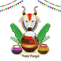 gelukkig pongal festival viering kaart achtergrond vector