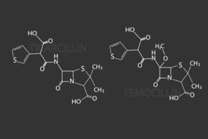 ticarcilline of temocilline moleculair skelet- chemisch formule vector