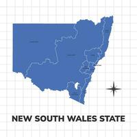 nieuw zuiden Wales staat kaart illustratie. kaart van de staat in Australië vector