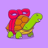 schattig schildpad met een lint tekenfilm vector pictogrammen illustratie. vlak tekenfilm concept. geschikt voor ieder creatief project.