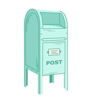 retro groen postbus, post doos voor papier, brieven en kranten. levering, bericht concept. hand- getrokken vector illustratie geïsoleerd Aan wit achtergrond.