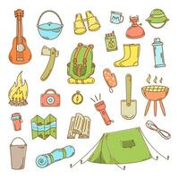 camping tekening elementen vector