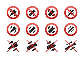 Nee bom icoon reeks vector illustratie voor verboden en beperkt gebieden bewegwijzering