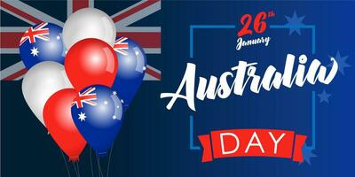 gelukkig Australië dag poster met 3d ballonnen vector