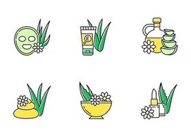 aloë vera groene kleur iconen set vector