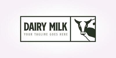 zuivel boerderij vers melk logo icoon etiket vector illustratie wijnoogst ontwerp insigne sjabloon
