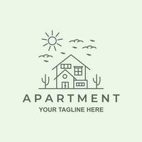 huis appartement lijn kunst modern illustratie logo ontwerp minimalistische vector