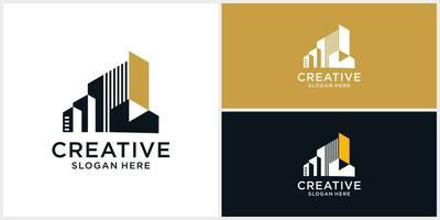 creatief huis gebouw logo ontwerp sjabloon vector