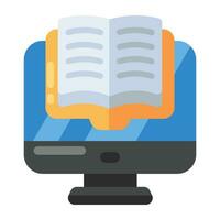 conceptuele vlak ontwerp icoon van online boek vector