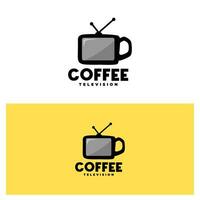 illustratie van een koffie kop vormen een televisie vorm geven aan. koffie televisie logo vector sjabloon.