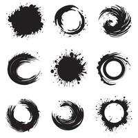 borstel cirkels ronde vorm voorraad zwart kleur ontwerp set. vector