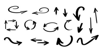 vector reeks van hand- getrokken pijlen. zwart pijlen geïsoleerd Aan wit achtergrond
