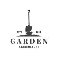 tuin logo inspirerend ontwerp voor gemakkelijk wijnoogst stijl plantage uitrusting voor een natuur concept bedrijf merk vector