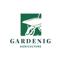 tuin logo inspirerend ontwerp voor gemakkelijk wijnoogst stijl plantage uitrusting voor een natuur concept bedrijf merk vector