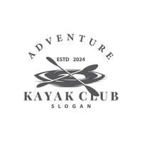 kajak logo kano peddelen wild avontuur rivier- ontwerp vector illustratie wijnoogst stijl