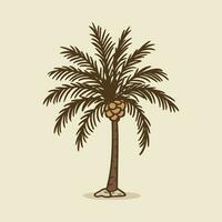 een palm boom is getoond in een zwart en wit tekening vector