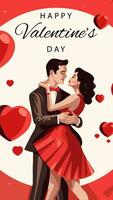 valentijnsdag dag groet kaart, schattig poster. vector illustratie van een paar in liefde. folder, uitnodiging, poster, brochure, spandoek.