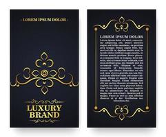 luxe visitekaartje en vintage ornament logo vector sjabloon. retro elegant bloeit sierkaderontwerp en patroonachtergrond.