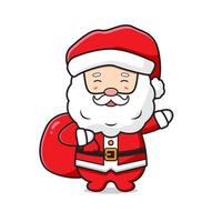 schattige kerstman met een cadeautje zak merry christmas cartoon doodle pictogram illustratie vector