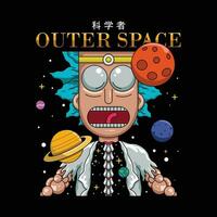 ruimte wetenschapper ontwerp illustratie, voor t-shirt ontwerpen en andere afdrukken. vector