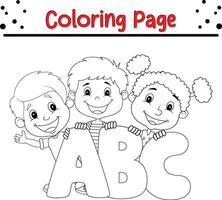 kleur bladzijde school- kinderen met abc vector