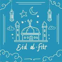 hand- getrokken doodles eid al fitr Islamitisch viering dag vector eps 10